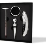 Set Kit De Vino 4 Piezas En Caja Regalo Cartón Negro