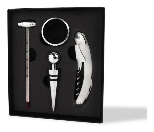 D_950332-MLA51166885578_082022-O Set Kit De Vino 4 Piezas En Caja Regalo Cartón Negro - Imagen 1