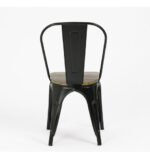 Silla De Hierro Madera Industrial C/ Respaldo Otten Madera Negro Marrón Oscuro - Imagen 6