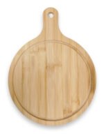 Tabla De Corte Redonda Bambu Calidad Premium 33 Cm