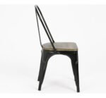 Silla De Hierro Madera Industrial C/ Respaldo Otten Madera Negro Marrón Oscuro - Imagen 2