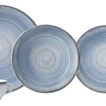 Juego Set X 12 Piezas Vajilla Porcelana Schmidt Esfera Color Celeste