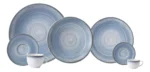 Juego Set X 12 Piezas Vajilla Porcelana Schmidt Esfera Color Celeste