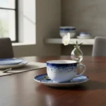 Taza De Té Porcelana Schmidt Esfera Color Azul Con Plato 200 Ml - Imagen 3