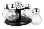 Set Especiero Giratorio 6 Frascos Vidrio Con Tapa Plástico Negro - Imagen 3