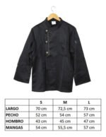 Chaqueta De Chef Para Cocina Manga Larga Unisex Otten Negro M - Imagen 9