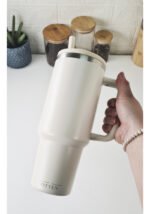 Vaso Térmico Acero Con Sorbete Y Manija Otten 1 Lt Blanco Lisa - Imagen 8