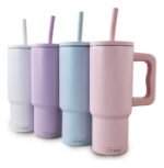 Vaso Térmico Acero C/ Manija Y Sorbete Otten 700 Ml Rosa - Imagen 2