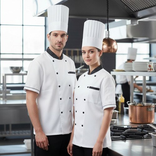 D_656046-MLA99894723348_122025-O Chaqueta De Chef Para Cocina Manga Corta Unisex Otten Blanco L - Imagen 1