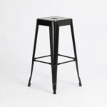 Banqueta Alta Tipo Industrial Hierro Otten 77cm Hierro Pintado Negro - Imagen 2
