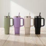 Vaso Térmico Acero Con Sorbete Y Manija Otten 1 Lt Blanco Lisa - Imagen 6