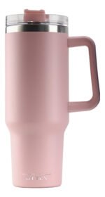 Vaso Térmico Acero C/ Manija Y Sorbete Otten 1 Lt Rosa Viejo Lisa - Imagen 2
