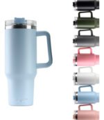 Vaso Térmico Acero C/ Manija Y Sorbete Otten 1 Lt Celeste - Imagen 6