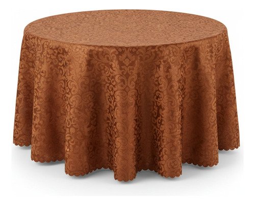 D_703683-MLA96724664775_102025-O Mantel Redondo Jacquard Tela Poliéster Otten 2,8 Mts Marrón - Imagen 1