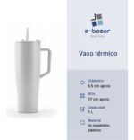 Vaso Térmico Acero C/ Sorbete Y Manija Otten 1 Lt Blanco - Imagen 11