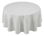 Mantel Redondo Jacquard Tela Poliéster Otten 2,6 Mts Blanco Geométrico
