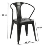 Silla Hierro Comedor Con Reposabrazos Otten Hierro Negro Negro - Imagen 6