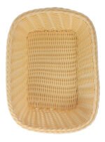 Panera Plastico Trenzada Rectangular Calidad Premium 27 Cm Color Crema Lisa