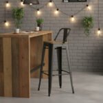 Banqueta Alta Hierro Y Madera C/ Respaldo Otten 77 Cm - Imagen 2