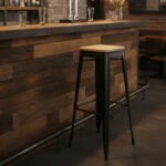 Banqueta Alta Industrial Hierro Y Madera Otten 76cm Hierro Pintado Negro - Imagen 5