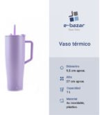 Vaso Térmico Acero C/ Sorbete Y Manija Otten 1 Lt Lila - Imagen 10