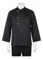 Chaqueta De Chef Para Cocina Manga Larga Unisex Otten Negro M - Imagen 4