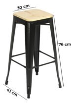 Banqueta Alta Industrial Hierro Y Madera Otten 76cm Hierro Pintado Negro - Imagen 7