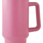 Vaso Térmico Acero C/ Manija Y Sorbete Otten 1 Lt Rosa Lisa