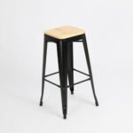Banqueta Alta Industrial Hierro Y Madera Otten 76cm Hierro Pintado Negro