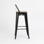 Banqueta Alta Hierro Y Madera C/ Respaldo Otten 77 Cm - Imagen 7