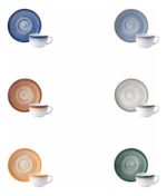 Set x 6 Taza De Café + Plato Porcelana Schmidt Esfera Color Celeste - Imagen 2