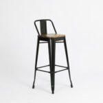 Banqueta Alta Hierro Y Madera C/ Respaldo Otten 77 Cm - Imagen 6