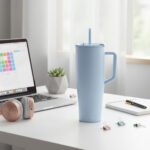 Vaso Térmico Acero C/ Sorbete Y Manija Otten 1 Lt Celeste Lisa - Imagen 6