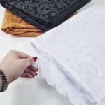 Mantel Redondo Jacquard Tela Poliéster Otten 2,6 Mts Blanco Geométrico - Imagen 4