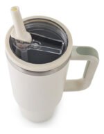 Vaso Térmico Acero Con Sorbete Y Manija Otten 1 Lt Blanco Lisa - Imagen 2
