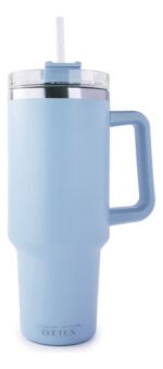 Vaso Térmico Acero C/ Manija Y Sorbete Otten 1 Lt Celeste