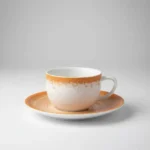 Taza De Té Porcelana Schmidt Esfera Color Mostaza Con Plato 200 Ml