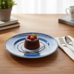 Plato Postre Porcelana Schmidt Azul 21 Cm Modelo Esfera Redondo - Imagen 4