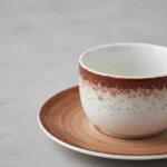 Taza De Té Porcelana Schmidt Esfera Color Marron Con Plato 200 Ml