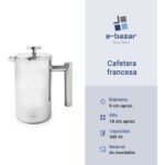 Cafetera Embolo Prensa Acero Plateada Otten 600 Ml - BAZAR CHEF Plateado - Imagen 9