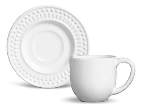 D_630727-MLA79295439651_092024-O Set X 6 Taza C/ Plato Café Cerámica Roma Ravenna 72ml - BAZAR CHEF Blanco Roma Ravenna - Imagen 1