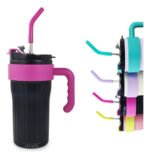 Vaso Térmico Acero C/ Manija Y Sorbete Otten 860 Ml Negro/rosa - Imagen 5