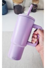 Vaso Térmico Acero C/ Manija Y Sorbete Otten 700 Ml Lila Lisa - Imagen 8