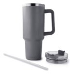 Vaso Térmico Acero C/ Manija Y Sorbete Otten 1 Lt Gris Lisa - Imagen 3