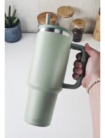 Vaso Térmico Acero Con Sorbete Y Manija Otten 1 Lt Verde Claro Lisa - Imagen 7