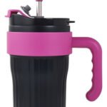 Vaso Térmico Acero C/ Manija Y Sorbete Otten 860 Ml Negro/rosa