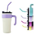 Vaso Térmico Acero C/ Manija Y Sorbete Otten 860 Ml Blanco/lila - Imagen 6