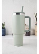 Vaso Térmico Acero Con Sorbete Y Manija Otten 1 Lt Verde Claro Lisa - Imagen 8