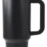 Vaso Térmico Acero Con Sorbete Y Manija Otten 1 Lt Negro Lisa