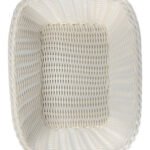 Panera Plastico Trenzada Rectangular Calidad Premium 27 Cm Color Blanco Lisa Liso
